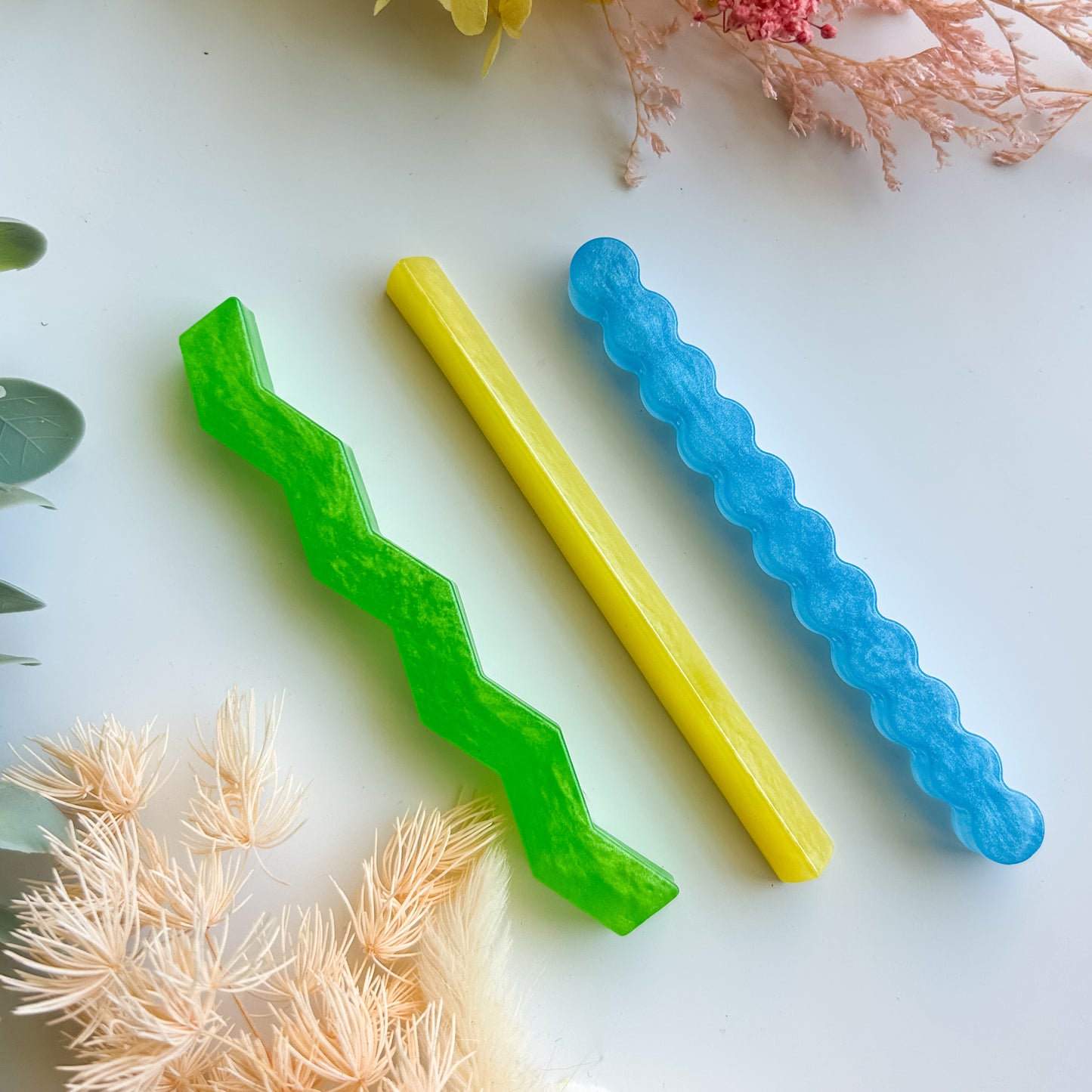 Trio of Stirrers – Blue, Green & Yellow