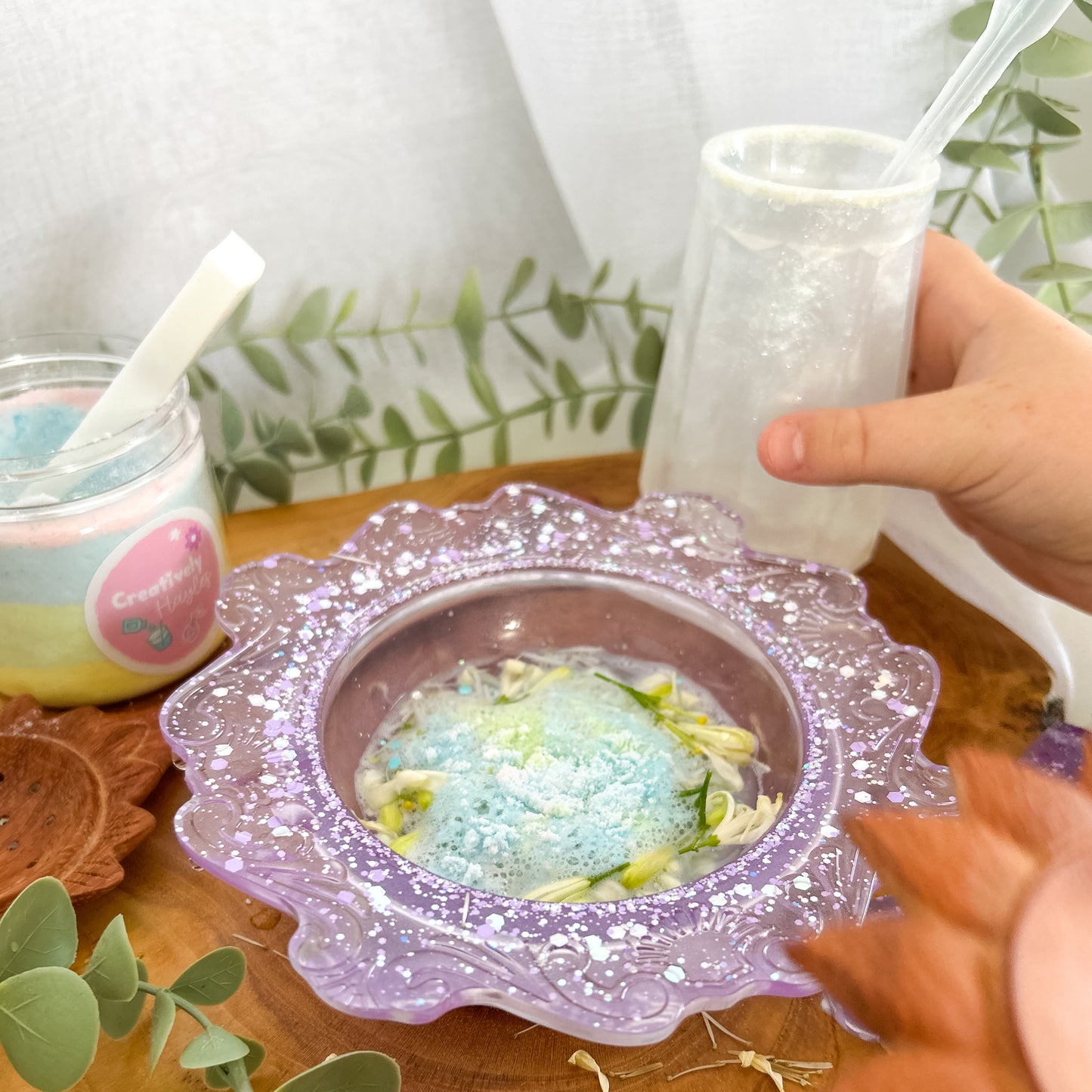 Glittery White Resin Vase