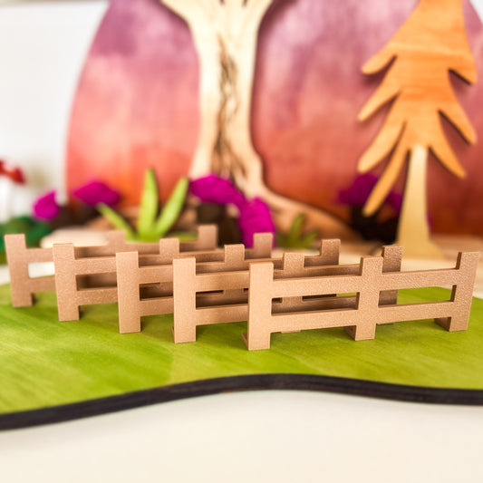Farm Animals Set with Eco-Printed Fence
