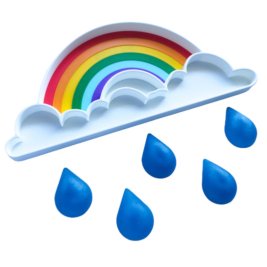 Rainbow Play Tray with Resin Raindrops